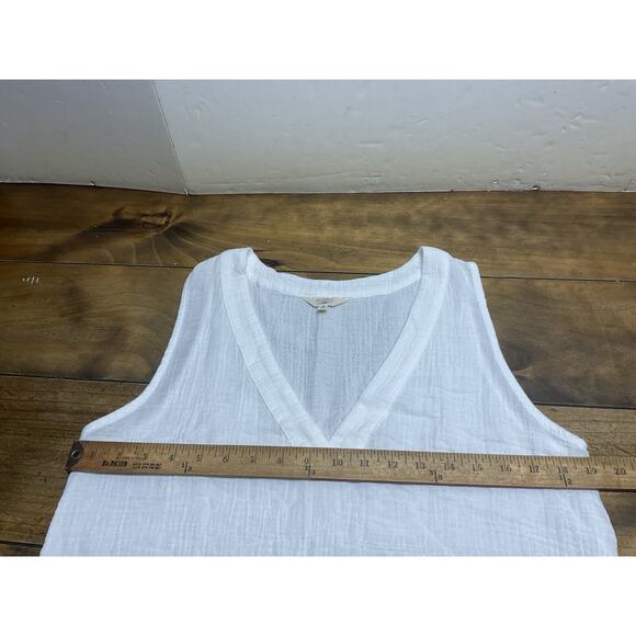 Faherty Dune Organic Cotton Gauze Top Women's Medium White Sleeveless Popover - Picture 5 of 8